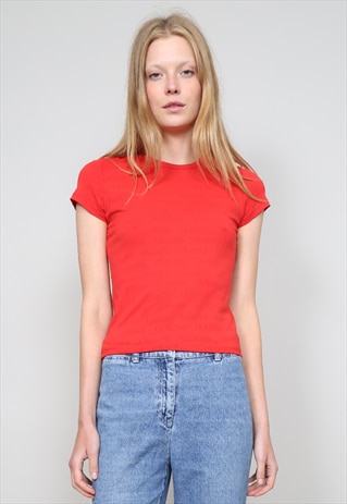 VINTAGE CLASSIC 90'S CALVIN KLEIN JEANS RED SLIM-FIT T-SHIRT