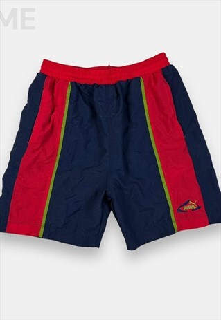 Puma vintage red and navy blue shorts size M