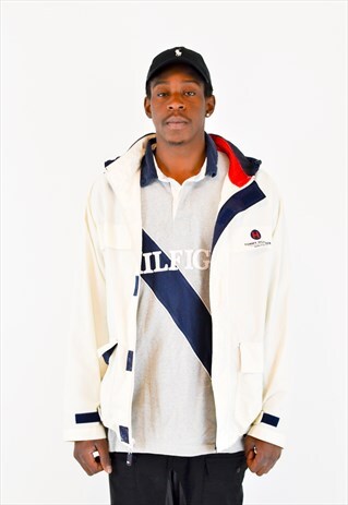VINTAGE 90S WHITE TOMMY HILFIGER JACKET