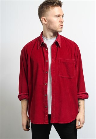 VINTAGE CORDUROY CORD SHIRT RED