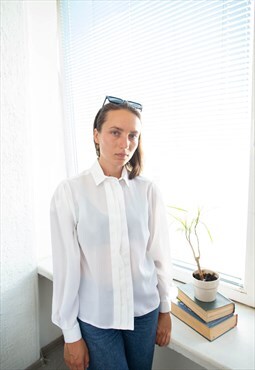 Vintage 80's White Pleated Front Detail Shirt