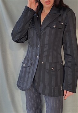 90s Vintage VERSACE Jeans Couture quilted striped jacket S