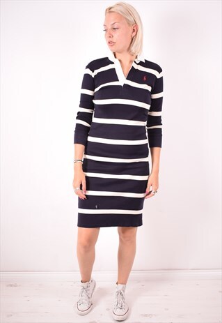 POLO RALPH LAUREN WOMENS VINTAGE POLO DRESS XS NAVY 90S