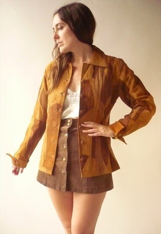 1990'S VINTAGE BOHEMIAN PATCHWORK SUEDE JACKET BLAZER