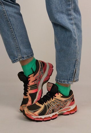 VINTAGE ASICS GEL BLACK AND PINK SNEAKERS / EU 37.5 - 38