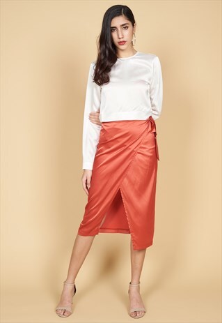 PAYTON WRAP SKIRT IN RUST