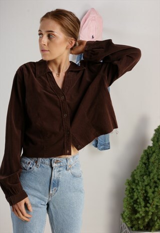 VINTAGE REWORKED CROPPED CORD SHIRT Z910