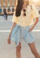 Baby Blue High Waisted Belted Front Pleat Shorts