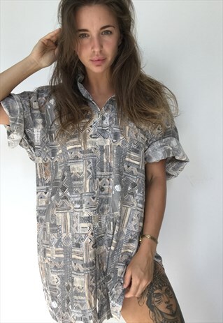 PATTERNED OVERSIZED RETRO VINTAGE UNISEX FESTIVAL SHIRT