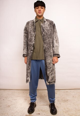 VINTAGE ACID WASH DENIM TRENCH COAT
