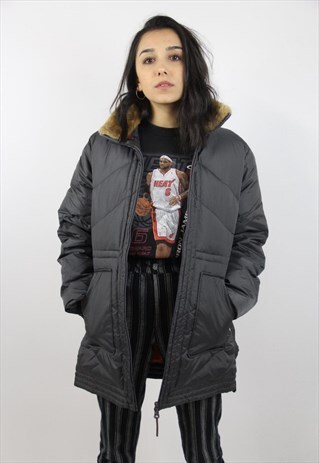 VINTAGE DIADORA GREY PADDED LONG JACKET