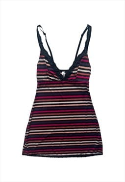 Y2K Cami Top Mini Dress bodycon stripy bright colourful