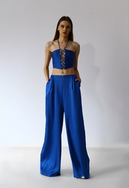 Blue mystic touch pants turquoise crystals
