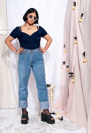 VINTAGE JEANS 90S GRUNGE PALE BLUE WASHED DENIM TROUSERS