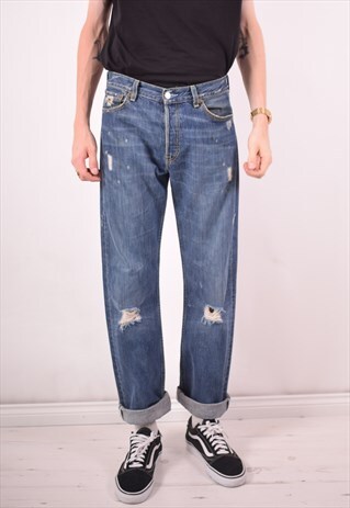 LEVI'S 501 MENS VINTAGE JEANS W30 L34 BLUE 90S