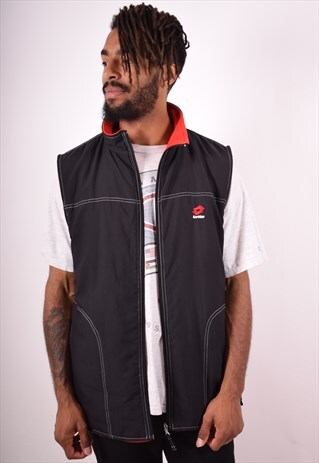 LOTTO MENS VINTAGE REVERSIBLE GILET XL BLACK 90S