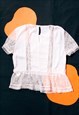 VINTAGE TOP Y2K LACE FAIRYCORE BLOUSE IN PINK