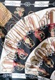VINTAGE 90S ROYAL PRINT SQUARE SCARF IN BLACK / BEIGE
