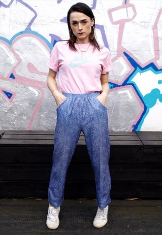 SPECKLED BLUE TRACK BOTTOMS