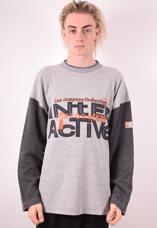 LEE MENS VINTAGE SWEATSHIRT JUMPER XXL GREY 90S