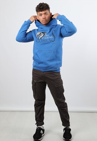 VINTAGE CHAMPION LARGE BLUE PRINTED HOODIE