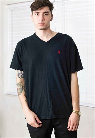 VINTAGE RALPH LAUREN T-SHIRT LOGO 90S L 7.1