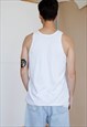 VINTAGE 90S EMBROIDERED DOLPHIN ON WHITE MEN TANK TOP IN XL