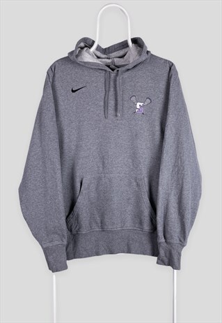 VINTAGE NIKE GREY HOODIE EMBROIDERED SWOOSH LARGE