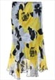 Vintage Floral Print Midi Skirt - M