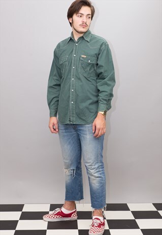 VINTAGE GREEN WRANGLER DENIM SHIRT