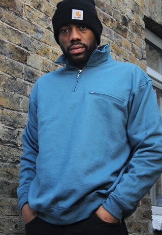 RETRO / 90'S / BLUE 1/4 ZIP JUMPER