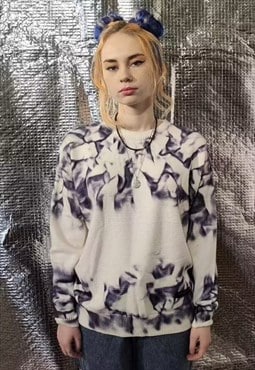 Distressed painted knitwear sweater tie-dye knit top white