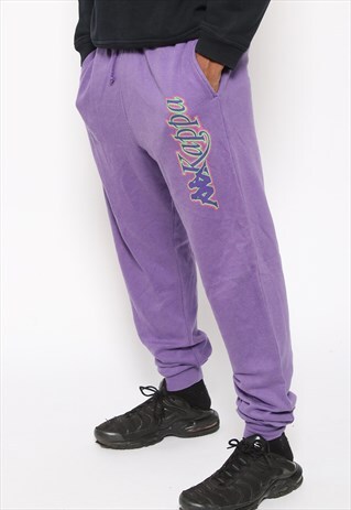 VINTAGE KAPPA SPELL OUT LOGO JOGGING TROUSERS PURPLE