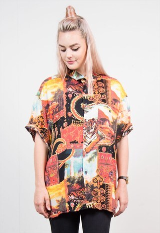 90'S TIGER BATIK PATTERN OVERSIZE SHIRT