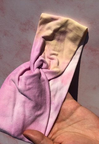 PASTEL BLUE PINK YELLOW CROSS KNOT COTTON HEADBAND
