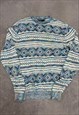 VINTAGE KNITTED JUMPER ABSTRACT PATTERNED KNIT SWEATER