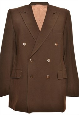 Vintage Double-Breasted Brown Blazer - M