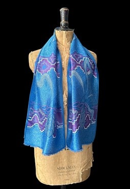 70's Vintage Blue Purple Abstract Retro Print Scarf