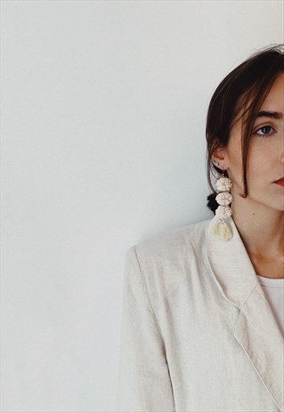 CREAM TULLE DROP EARRINGS