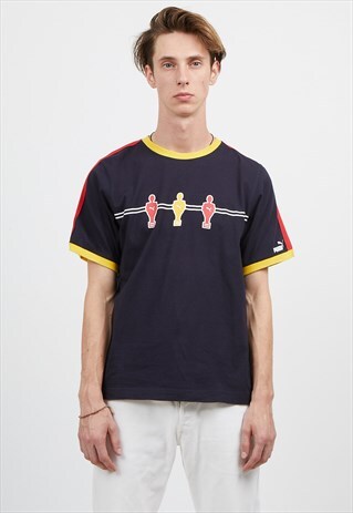 90S VINTAGE NAVY PUMA LOGO CREW NECK T-SHIRT
