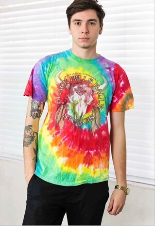 VINTAGE HARLEY-DAVIDSON STURGIS TIE DYE T-SHIRT LOGO 90S X 7