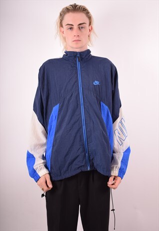 NIKE MENS VINTAGE TRACKSUIT TOP JACKET XL BLUE 90S
