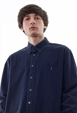 VINTAGE YVES SAINT LAURENT 90S NAVY BLUE LONG SLEEVE