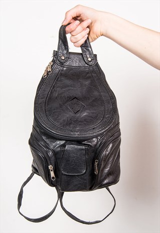 VINTAGE FAUX LEATHER RUCKSACK BACKPACK