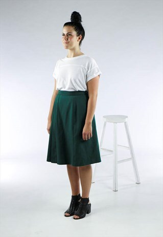 FOREST GREEN SKIRT / PLEATED RETRO SKIRT