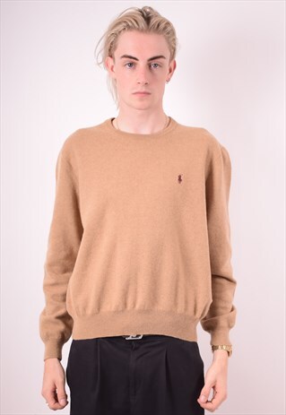 POLO RALPH LAUREN MENS VINTAGE JUMPER SWEATER XL BROWN 90S