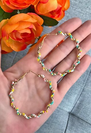 BEADED HOOP EARRINGS