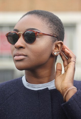 VINTAGE SUNGLASSES TORTOISE SHELL BROWN FRAME GOLD DETAIL
