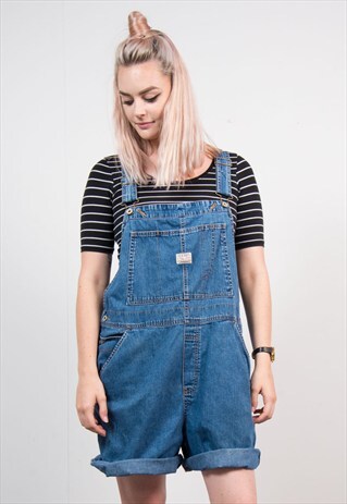 90'S DARK DENIM SHORT DUNGAREES