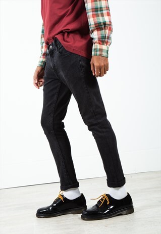 VINTAGE 80S LEVI'S 501 SLIM FIT BLACK JEANS / 6839